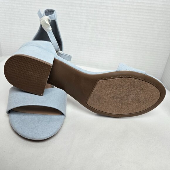 Sugar Noelle Low Women's Block Heel Blue Fabric Dress Shoe Ankle Strap Sz 8M - Picture 5 of 8